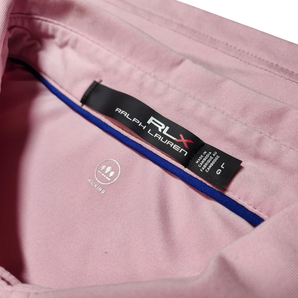 RLX Ralph Lauren Men's Golf Performance Polo Shirt Light Pink‎ Dri Fit Sport L